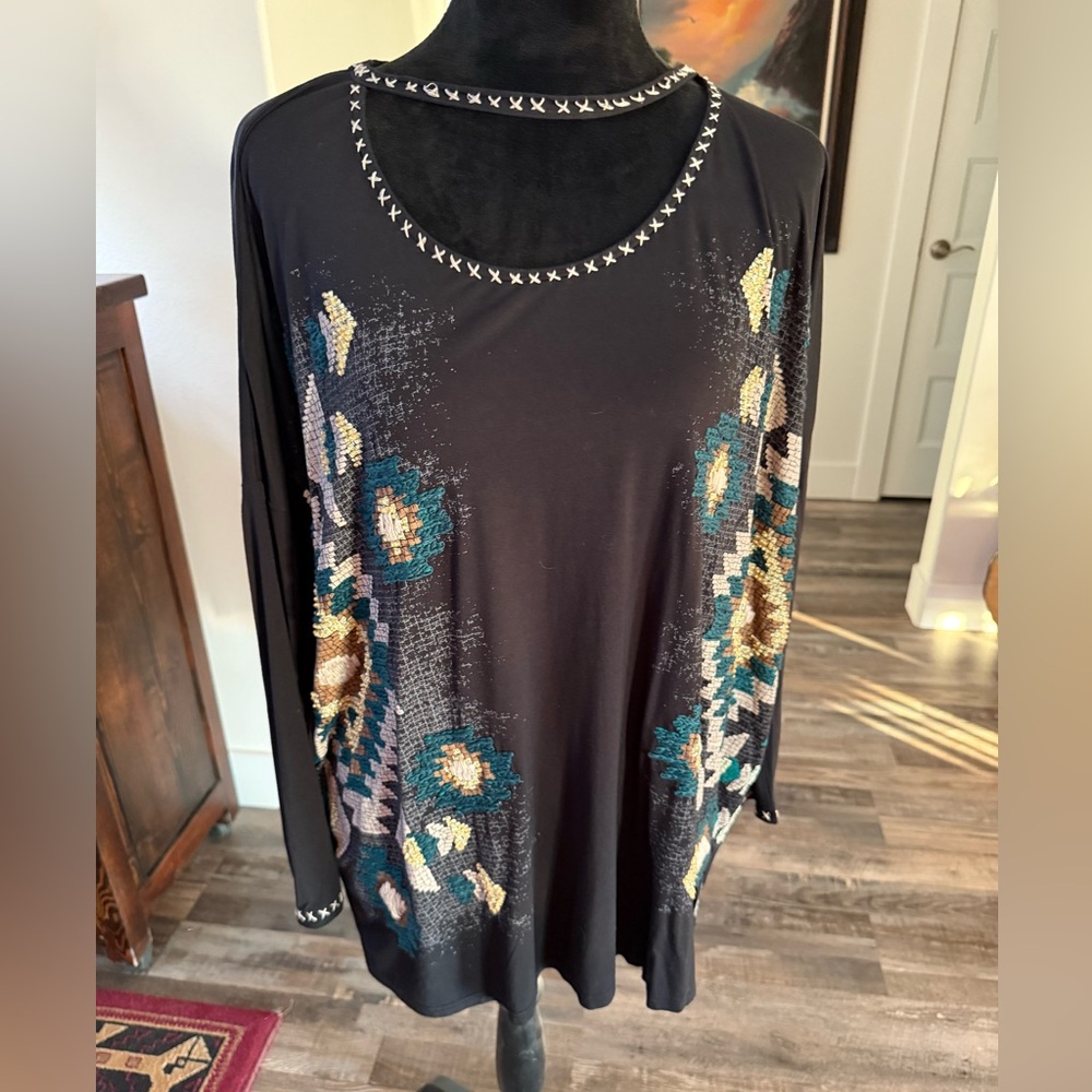 Double D Ranch Tunic with cut out neck